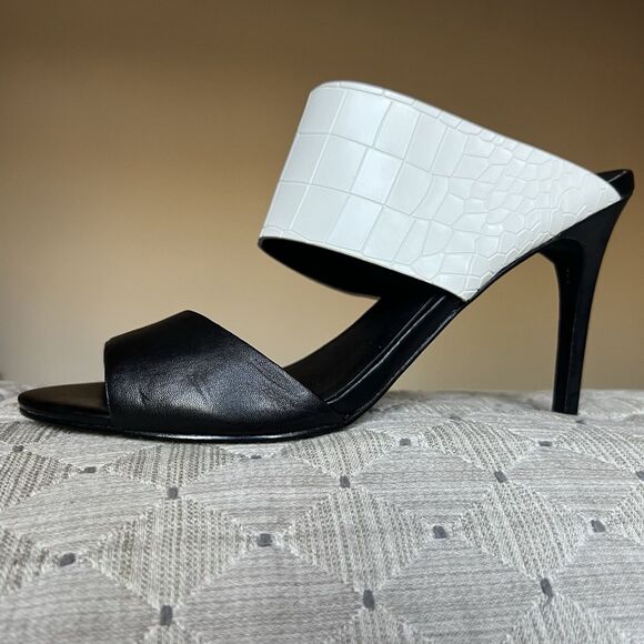 Charles By Charles David Black & White Slide Stiletto Heeled Sandal Women 10 - Picture 1 of 16